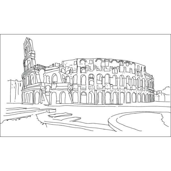 Colosseum stregtegning plakat 50 x 30 cm
