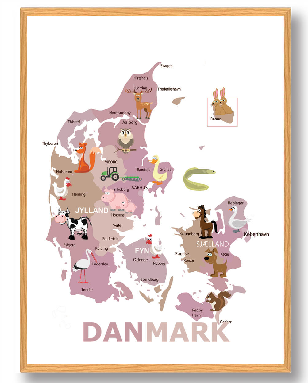 Danmarkskort Til Børn Plakat