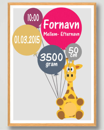 Fødselsplakat Giraf