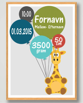 Fødselsplakat Giraf
