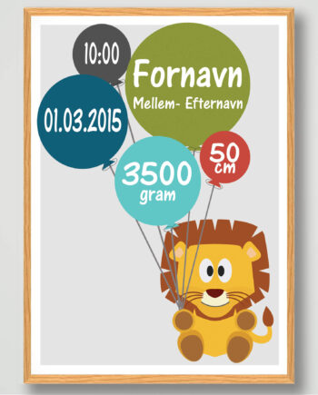 Fødselsplakat Løve