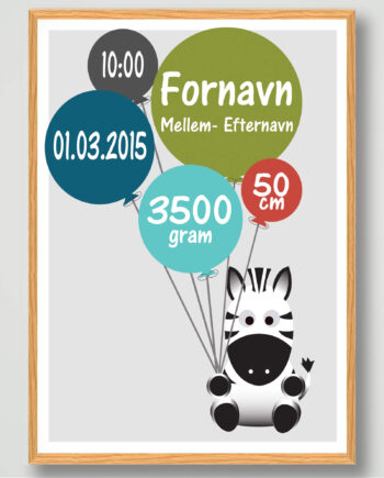 Fødselsplakat Zebra