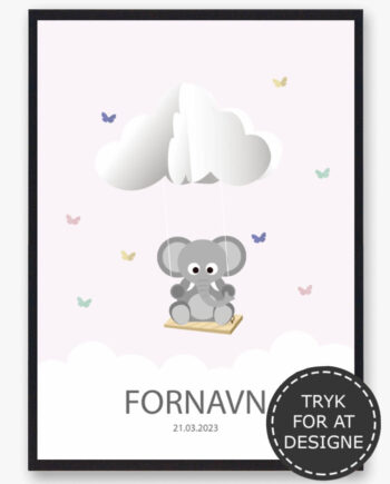 Navnetavle Elefant Plakat