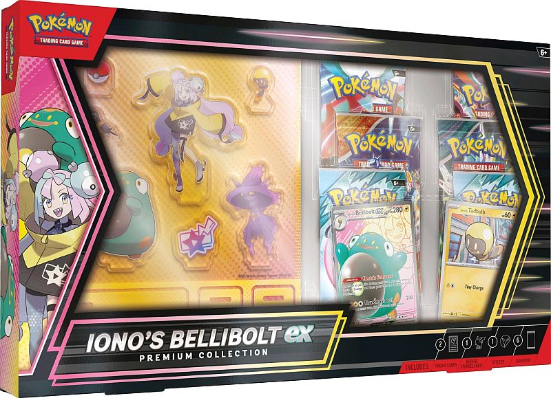 Pokemon  Ex Box: Iono   Bellibolt Ex Premium Collection  2025     Boosters