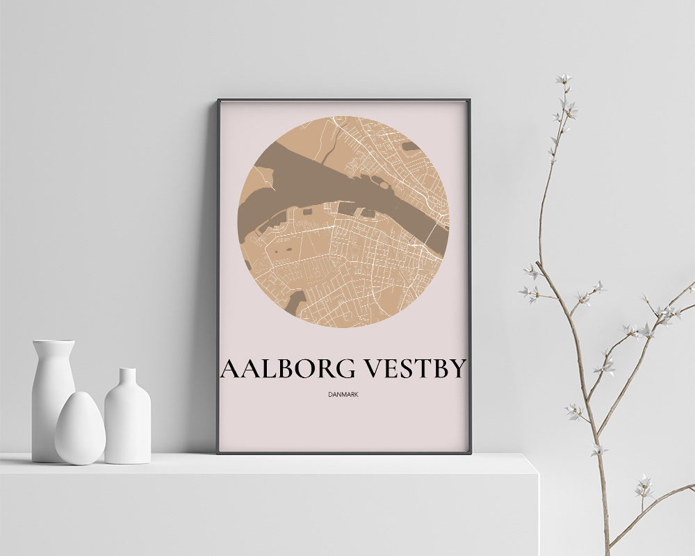 Aalborg Vestby Plakaten Rundt Kort Guld 70 100 Cm  B1