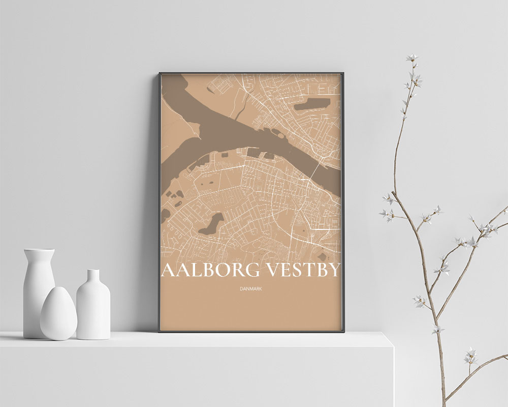 Aalborg Vestby Plakaten Fuldt Kort Guld 70 100 Cm  B1
