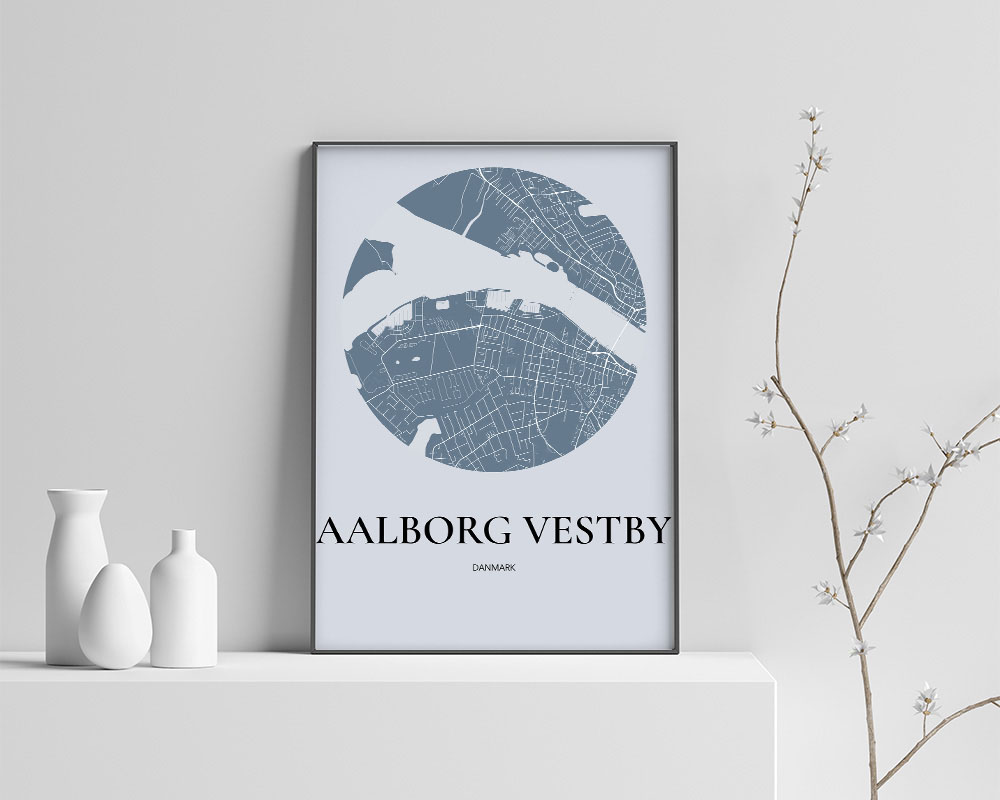 Aalborg Vestby Plakaten Rundt Kort Havblå 70 100 Cm  B1