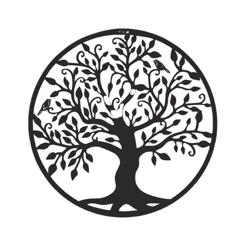 Flot Spejl Med Et Rundt Træ  Akryl Spejl Klistermærke  Sommer  Sort