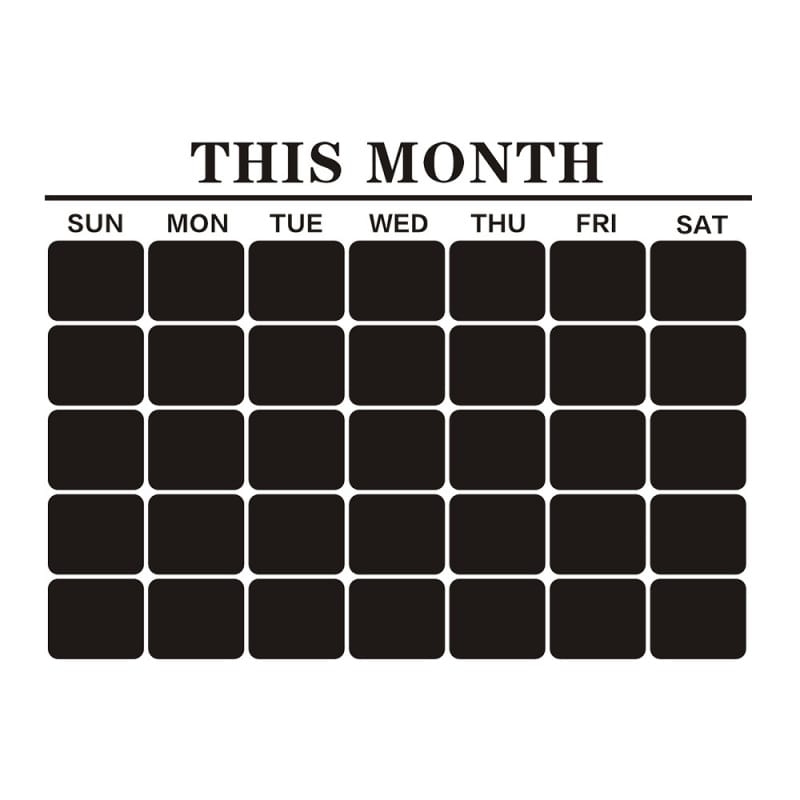 Kalender Wallsticker Tavle Til Kridt    This Monthâ  Kalender Med Ugedage  57x80cm