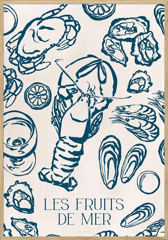 Plakat Med Skaldyr Les Fruits De Mer