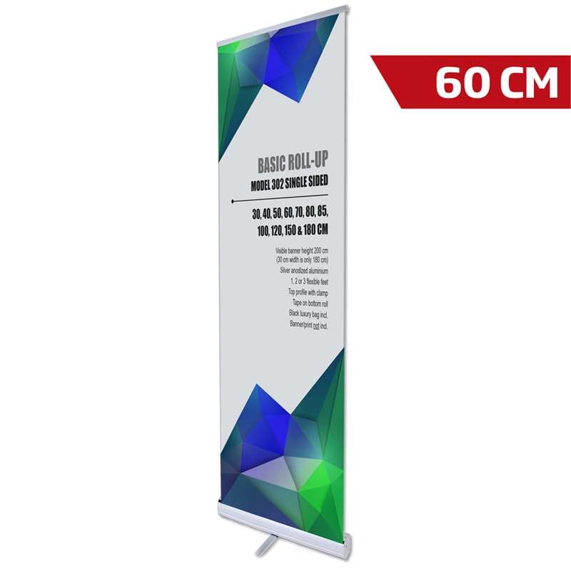 Basic Roll-up Enkeltsidet Alu Sølv 60 Cm Inkl Bannerprint