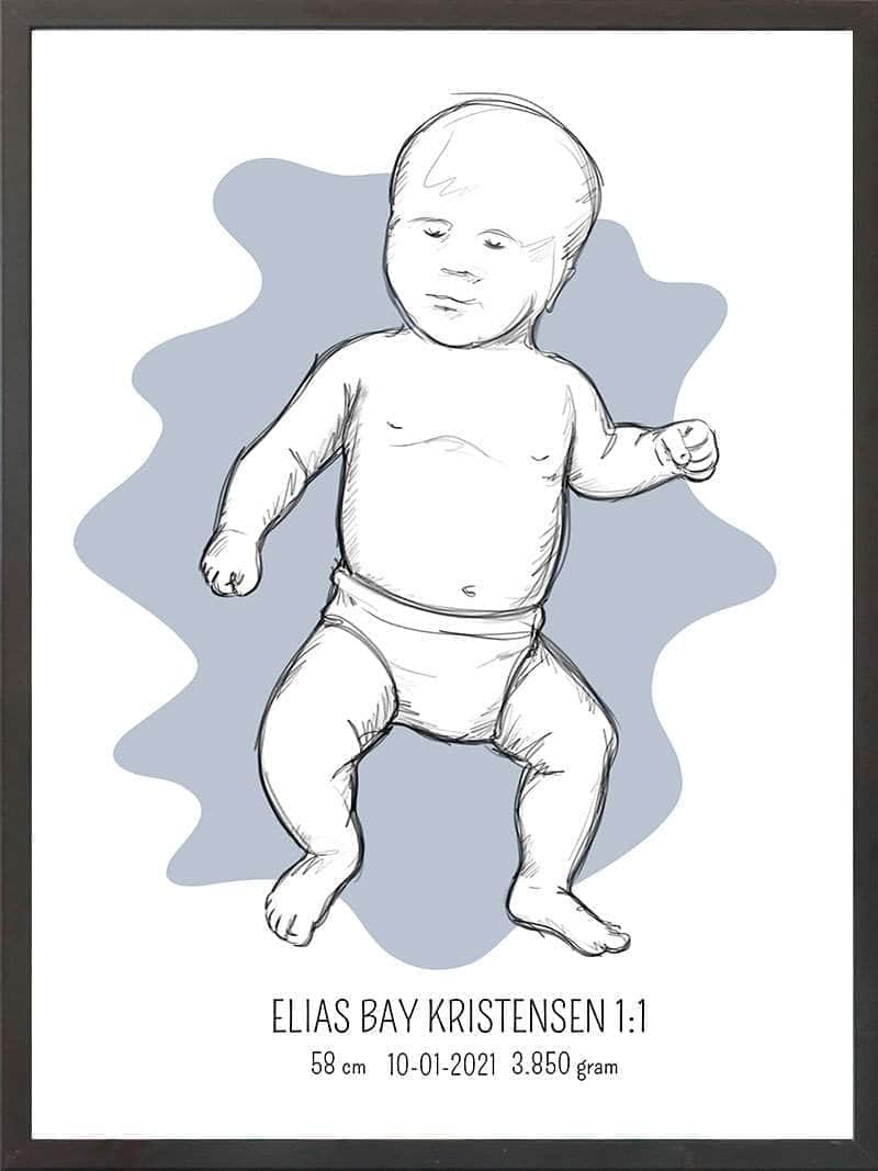 Birth Poster Fødselsplakat : Tumling Lyserød