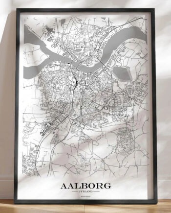 Byplakat Med Bykort Aalborg Hvid Baggrund