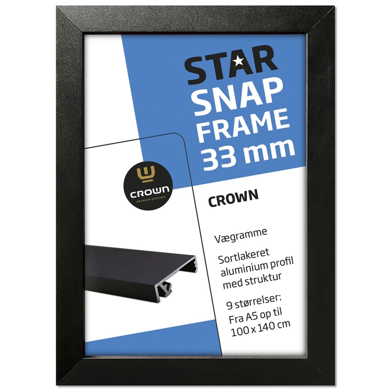 Crown Alu Klapramme Sort 33 Mm Profil
