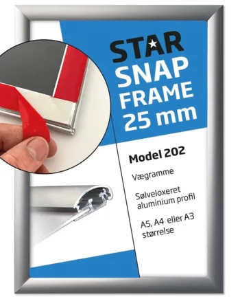 Klapramme Fast-fix  Med Tape  Alu Sølv  25 Mm Profil  A5