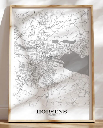 Kort Plakat Horsens Hvid Baggrund