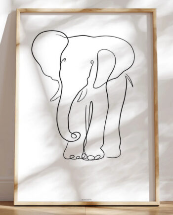 Stregtegning Plakat Med Elefant