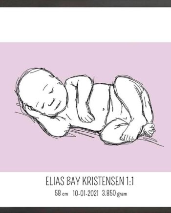 Birth Poster   Fødselsplakat  :  Liggende Blå