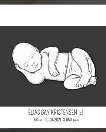 Birth Poster   Fødselsplakat  :  Liggende Blå