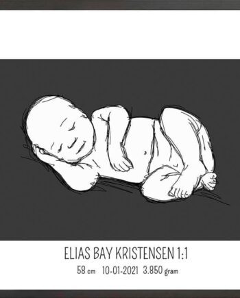 Birth Poster   Fødselsplakat  :  Liggende Blå