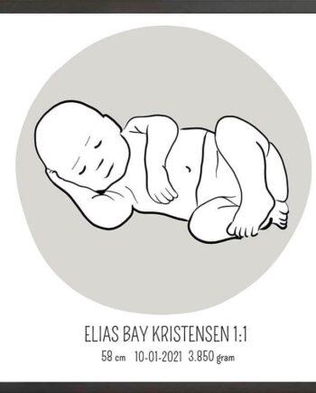 Birth Poster   Fødselsplakat  :  Liggende Blå