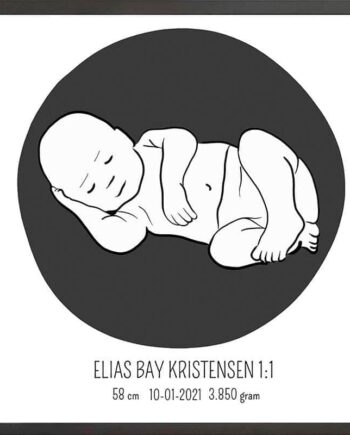 Birth Poster   Fødselsplakat  :  Liggende Blå