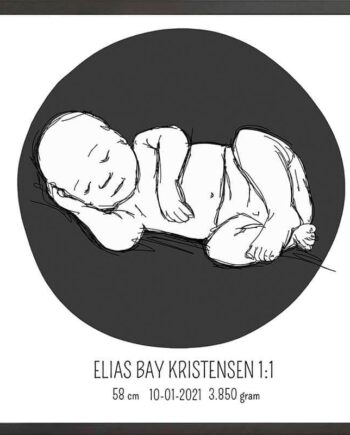 Birth Poster   Fødselsplakat  :  Liggende Blå