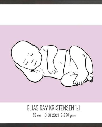 Birth Poster   Fødselsplakat  :  Liggende Blå