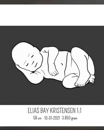 Birth Poster   Fødselsplakat  :  Liggende Blå