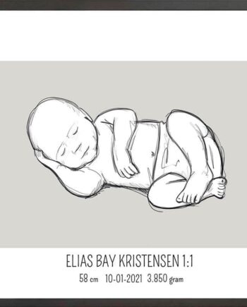 Birth Poster   Fødselsplakat  :  Liggende Blå