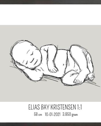 Birth Poster   Fødselsplakat  :  Liggende Blå