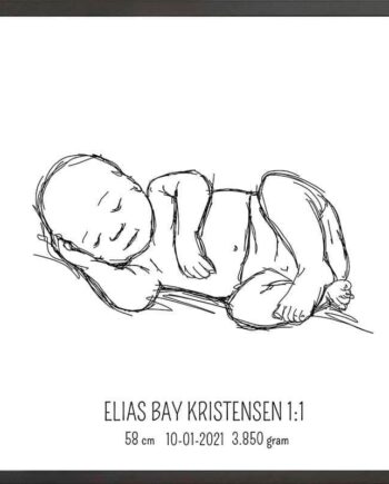 Birth Poster   Fødselsplakat  :  Liggende Blå
