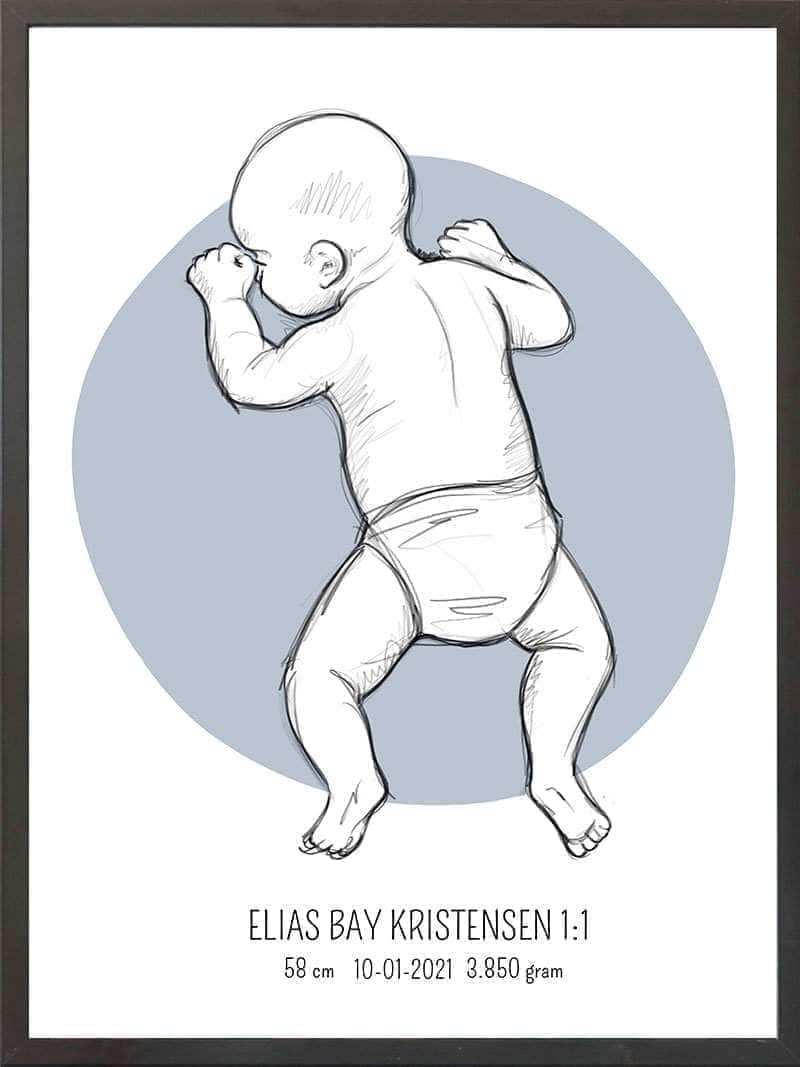 Birth Poster Fødselsplakat : På Maven Blå