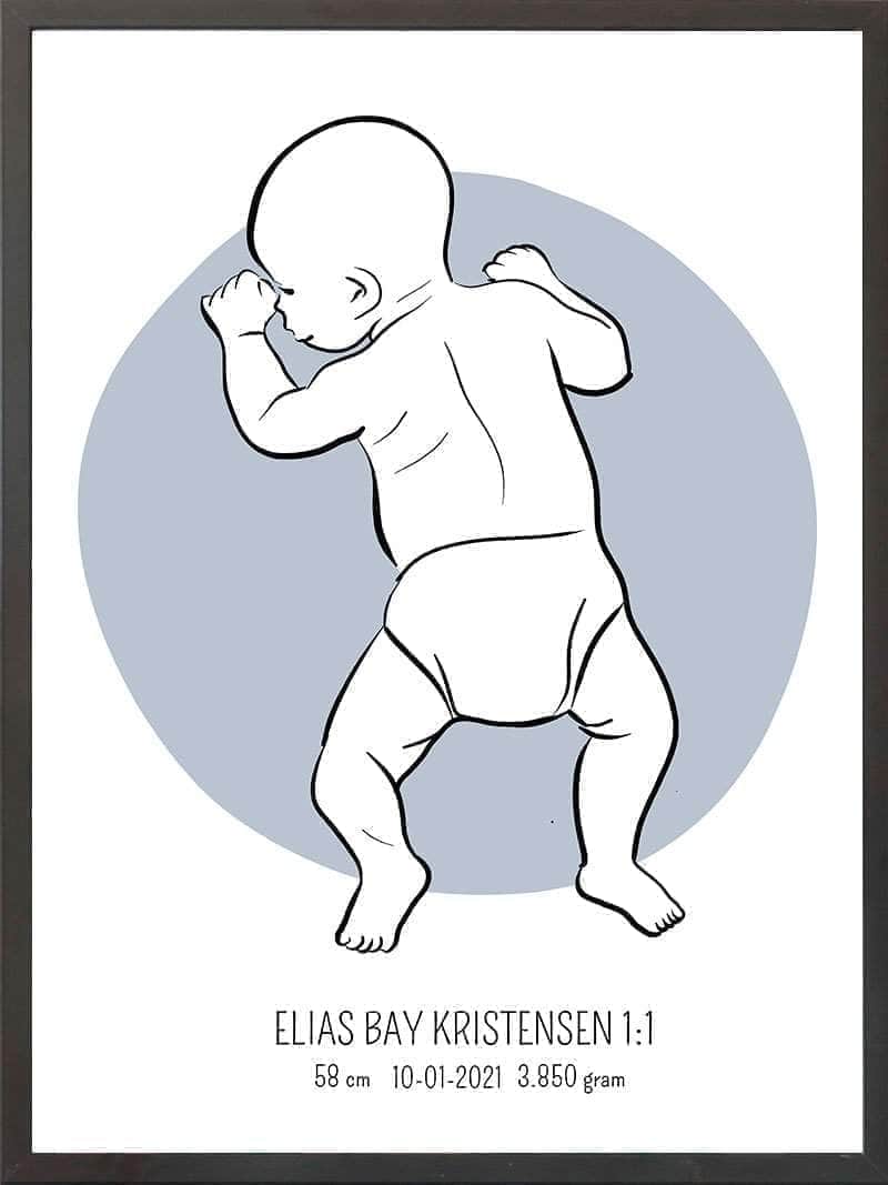 Birth Poster Fødselsplakat : På Maven Blå