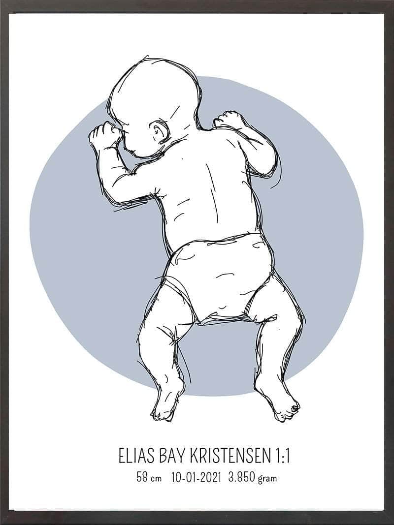 Birth Poster Fødselsplakat : På Maven Lyserød