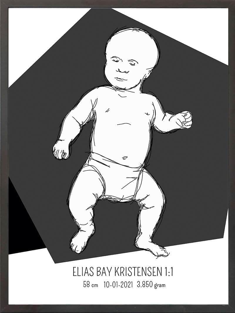 Birth Poster Fødselsplakat : Tumling Lyserød