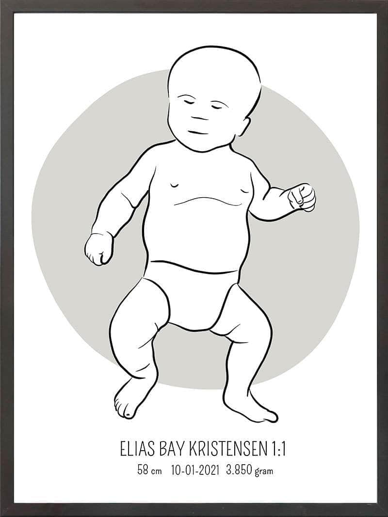 Birth Poster Fødselsplakat : Tumling Lyserød