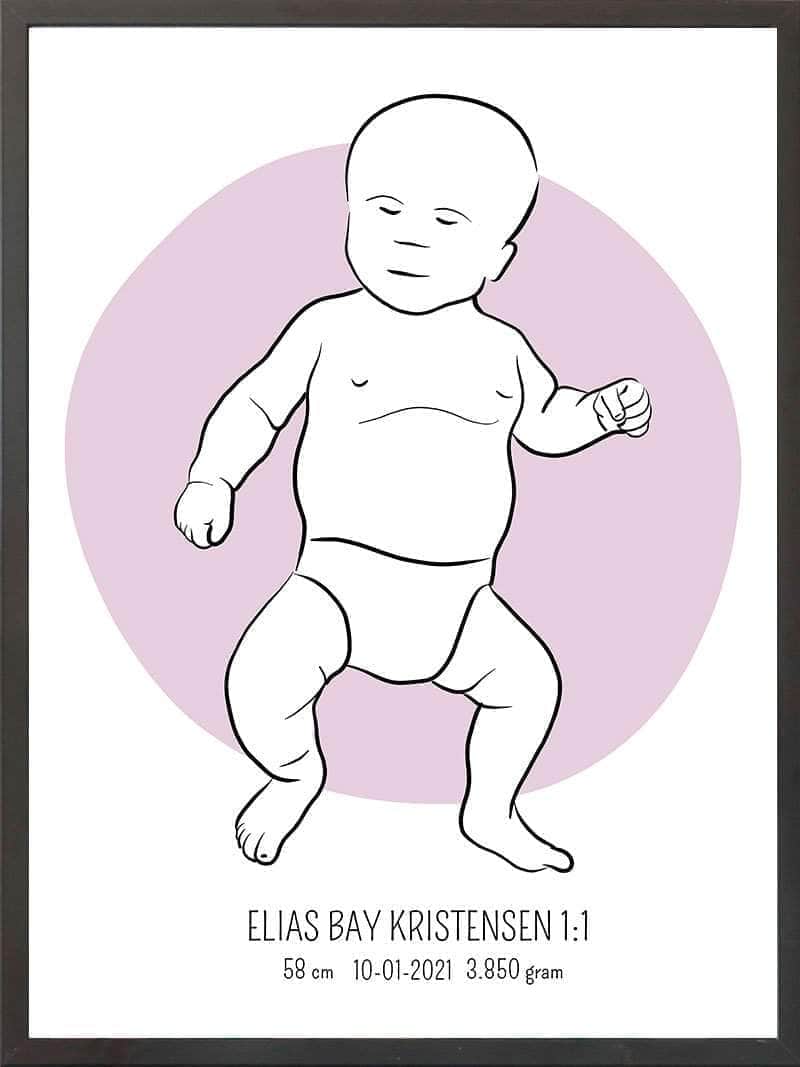 Birth Poster Fødselsplakat : Tumling Lyserød