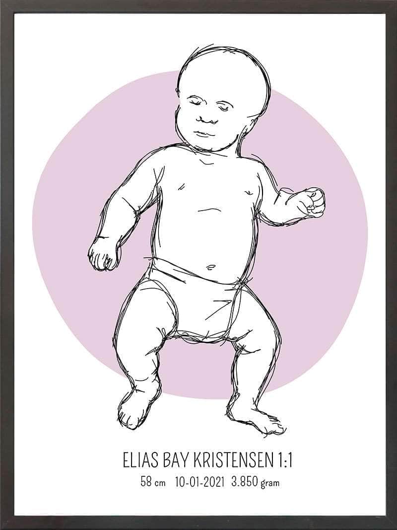 Birth Poster Fødselsplakat : Tumling Lyserød
