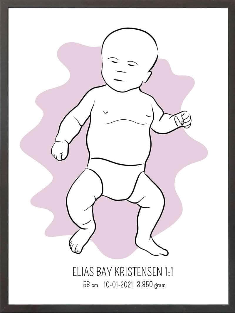 Birth Poster Fødselsplakat : Tumling Lyserød