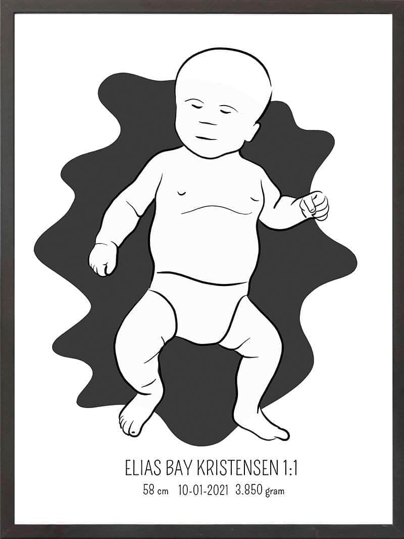Birth Poster Fødselsplakat : Tumling Lyserød