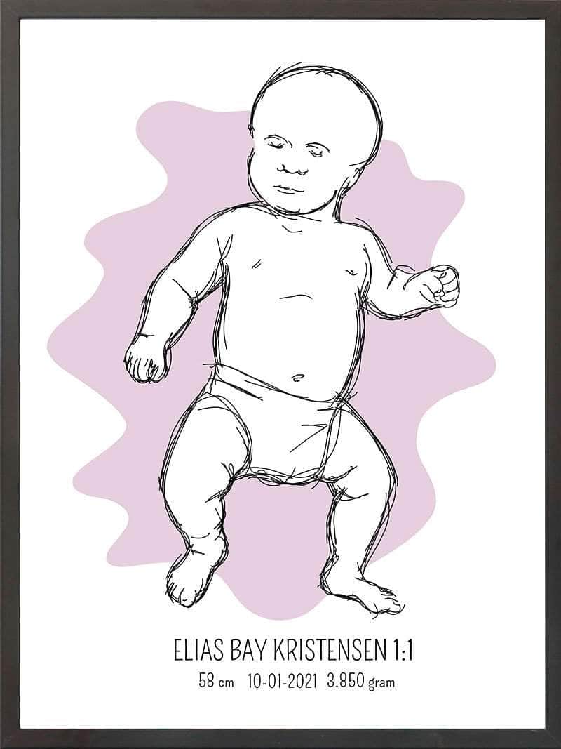 Birth Poster Fødselsplakat : Tumling Lyserød