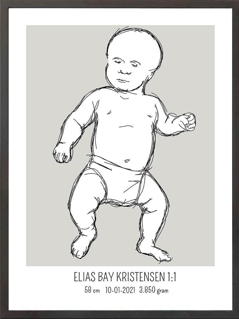 Birth Poster Fødselsplakat : Tumling Lyserød