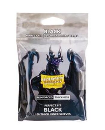 Dragon Shield Deck Protectors Perfect Fit Thick Inner Sleeves: Black  Til Standard 63x88mm Kort  100 Lommer Dragonshield Sleeves  At-13005