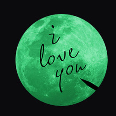 Flot Selvlysende Måne Wallsticker 11 Cm Love You