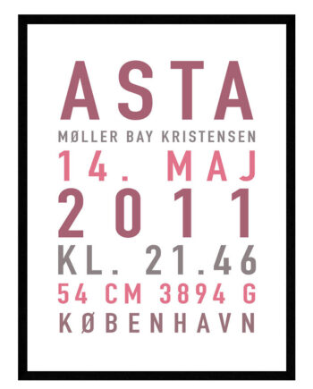 Fødselstavle Plakat Til Pige