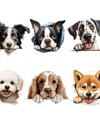 Hunde Wallsticker    Søde Hundehoveder