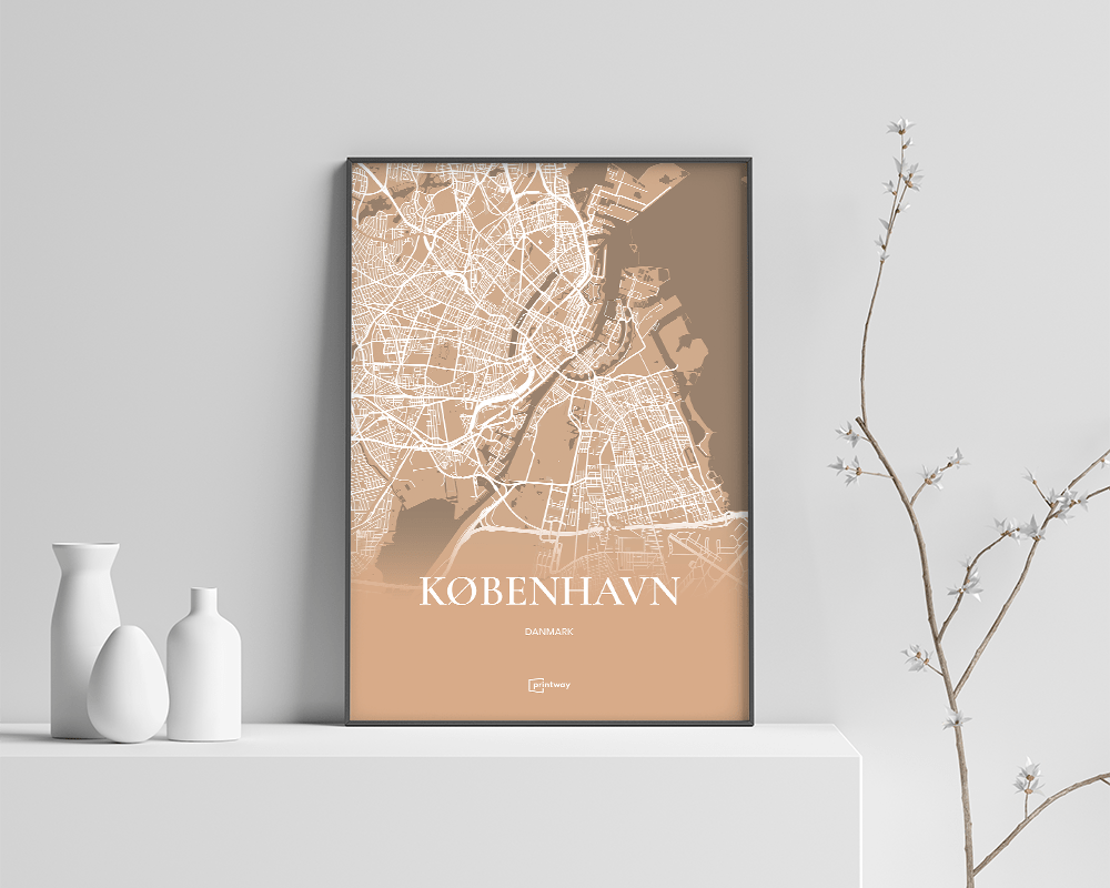 København Plakaten Fuldt Kort Guld 21 30 Cm A4