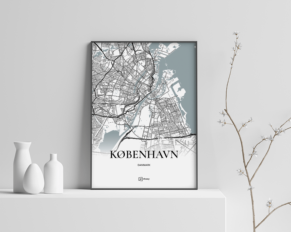 København Plakaten Fuldt Kort Hvid 21 30 Cm A4