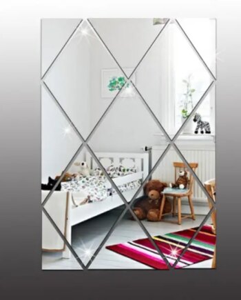 Mini Diamant Spejle  Selvklæbende Spejl Klistermærker  Diamant Formet  5cm  50 Stk